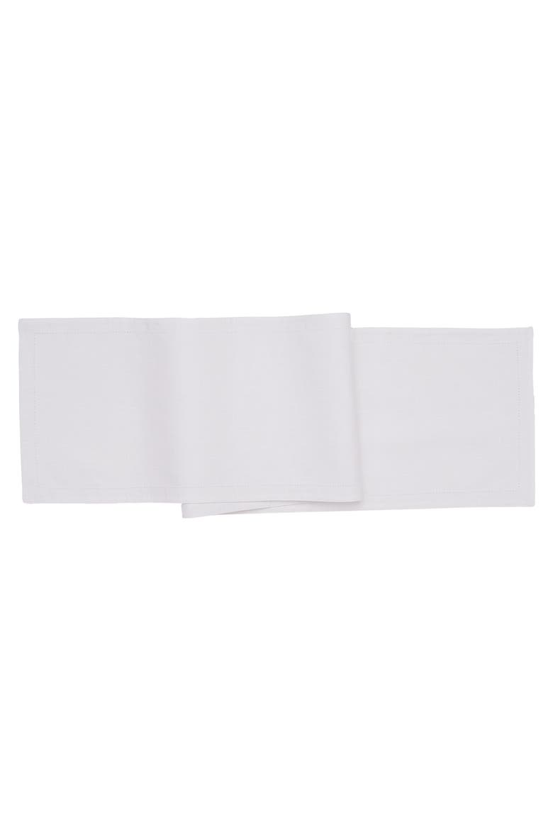 Hemstitch Solid White Everyday Runner 72" x 14", Main, color, White