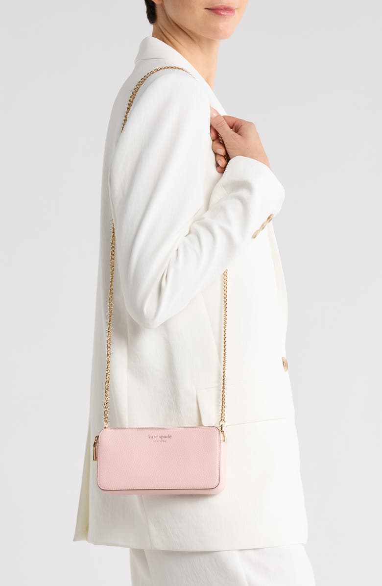 Kate Spade New York taylor pebbled leather double zip crossbody bag, Alternate, color, Chalk Pink