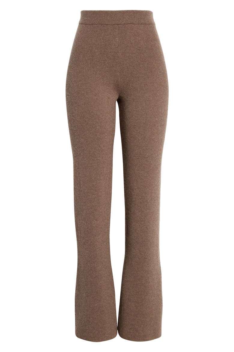 Leba Rib Merino Wool Blend Pants, Alternate, color, DARK BROWN