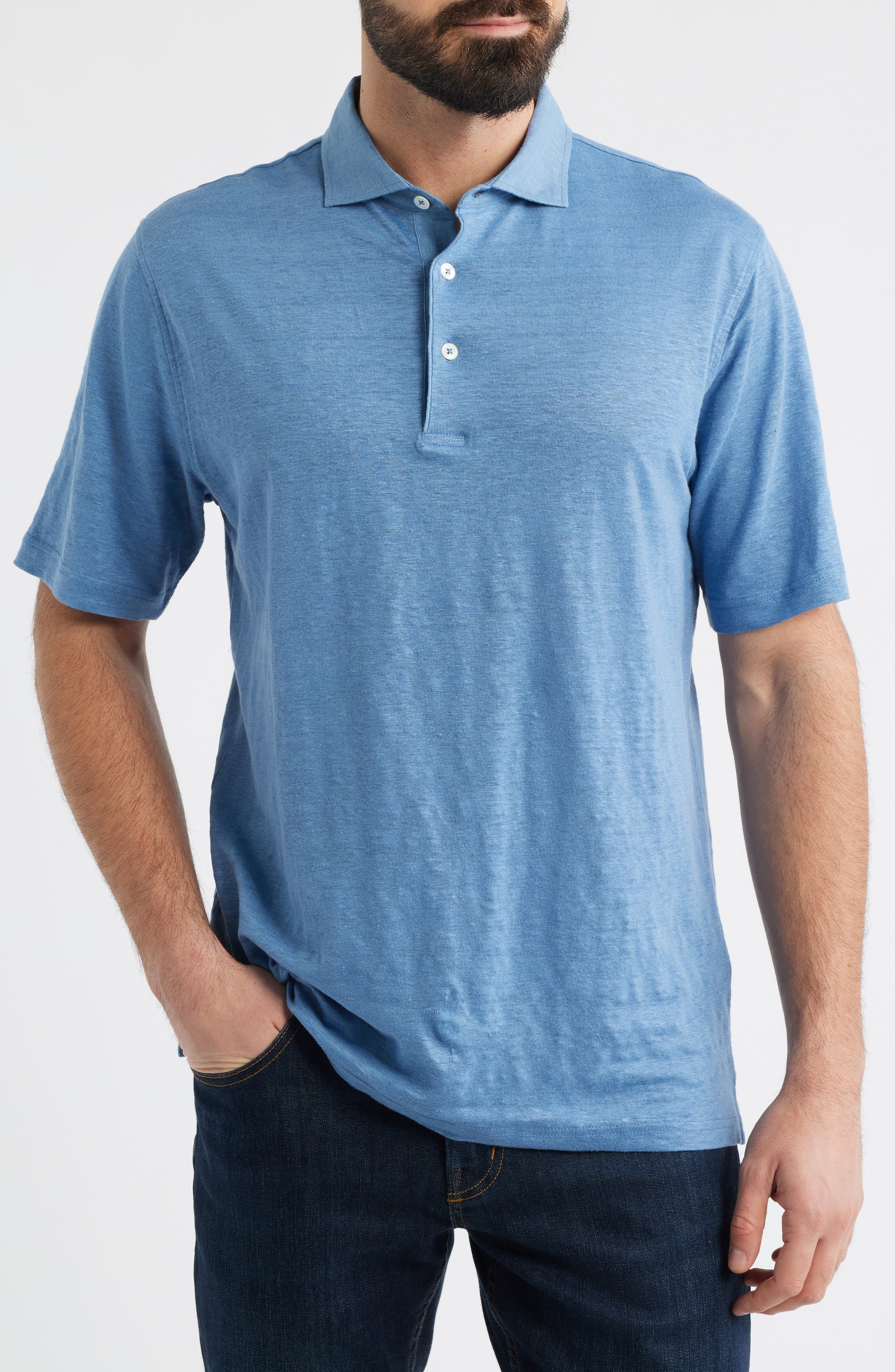 Asinto Tailored Fit Slub Linen Polo - image 3