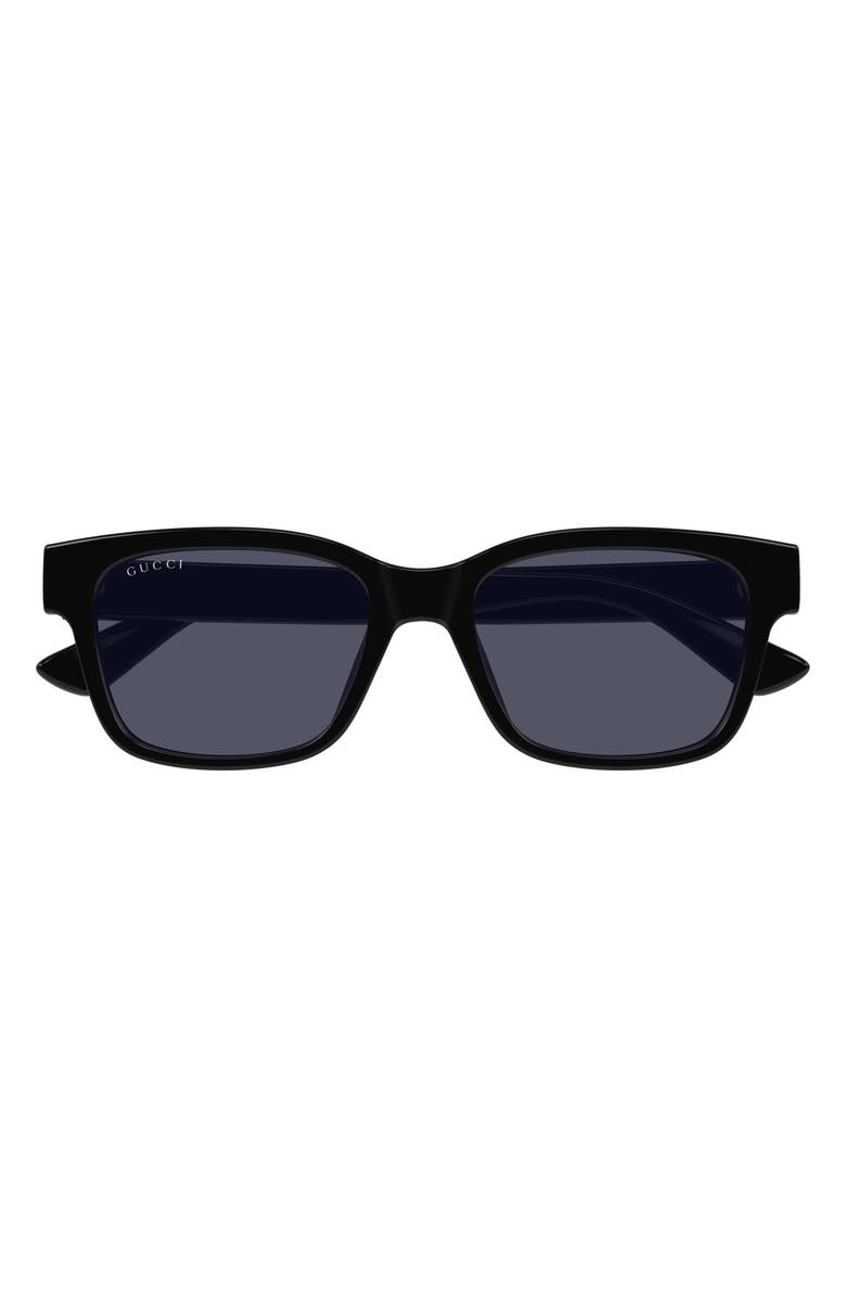 Gucci 54mm Rectangular Sunglasses, Main, color, Black