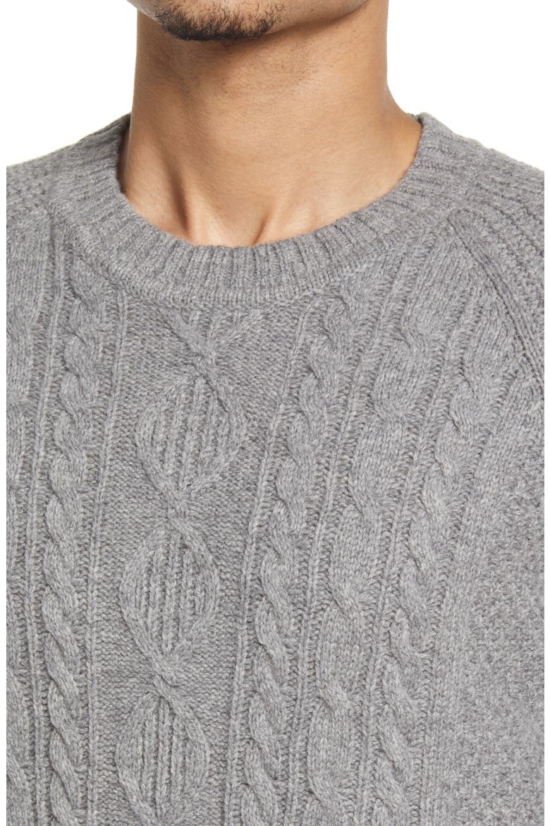 Mount Tasman Mix Stitch Wool Blend Crewneck Sweater, Alternate, color, SMOKE
