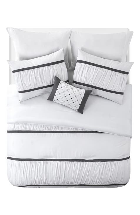 Trisha Ruched Stripes Bed-in-a-Bag Comforter Set