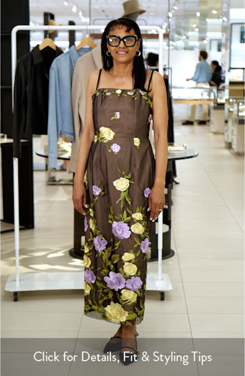 Gemma Floral Embroidered Midi Cocktail Dress, sales video thumbnail