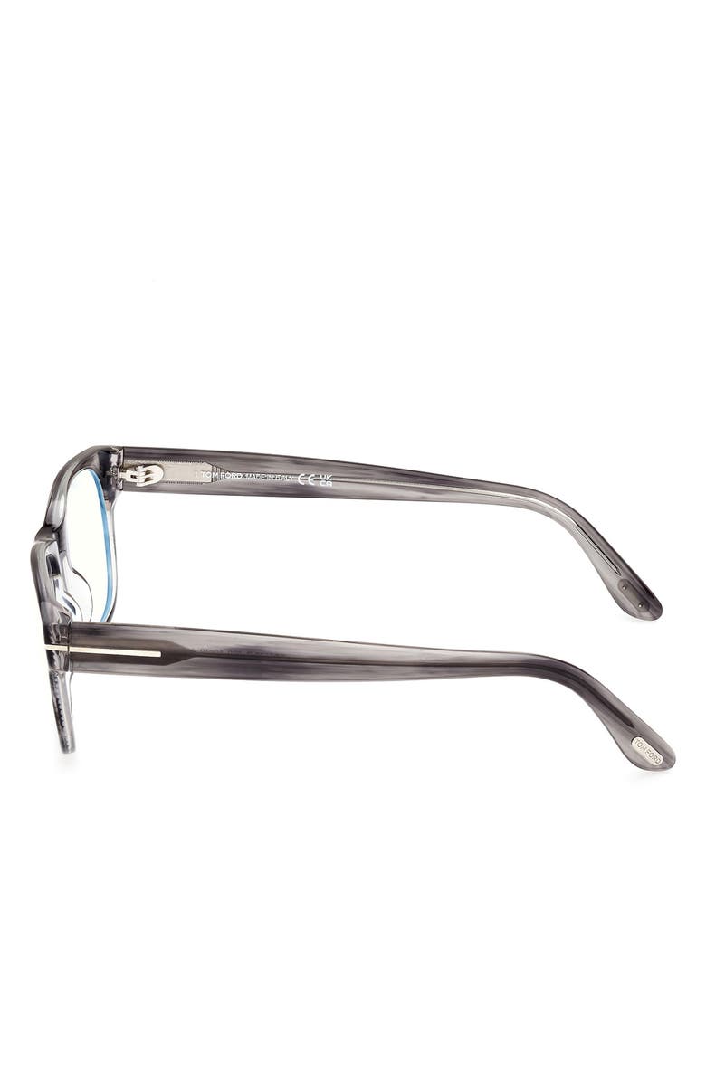 TOM FORD 52mm Square Blue Light Blocking Optical Glasses, Alternate, color, Striped Grey / T Logo