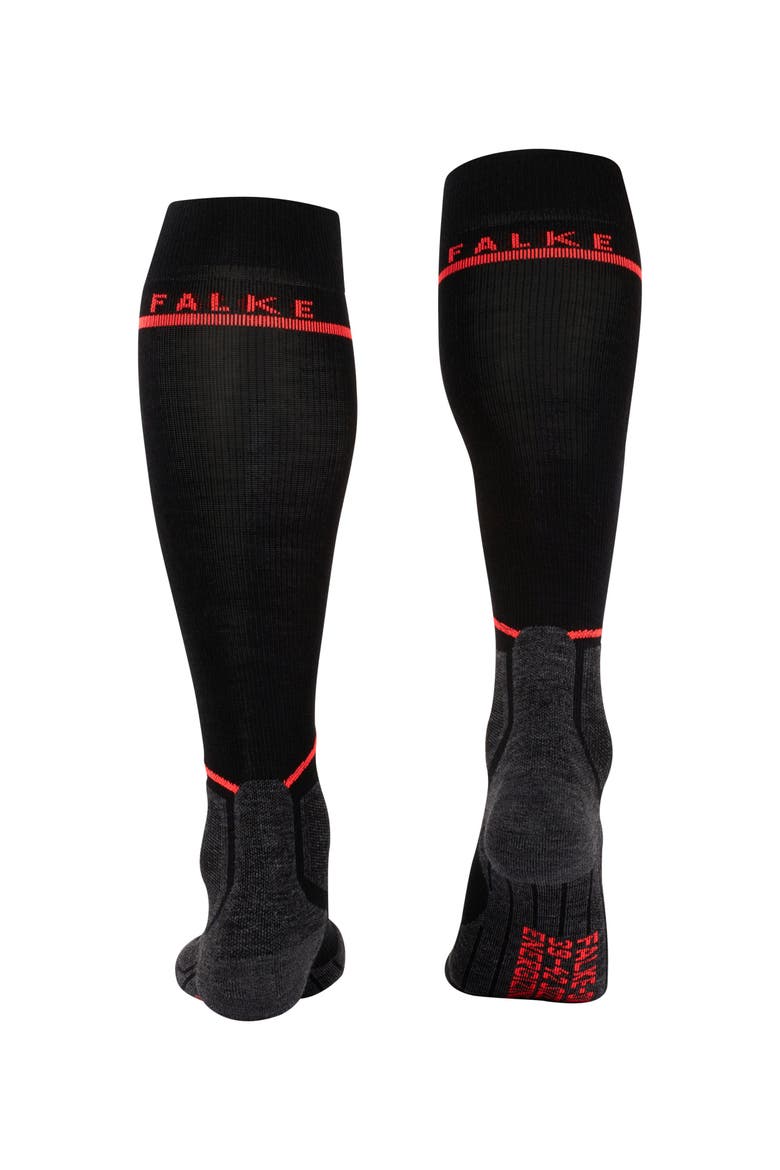 SK Compression Wool Ski Socks, Alternate, color, Black-Neon Red, W1