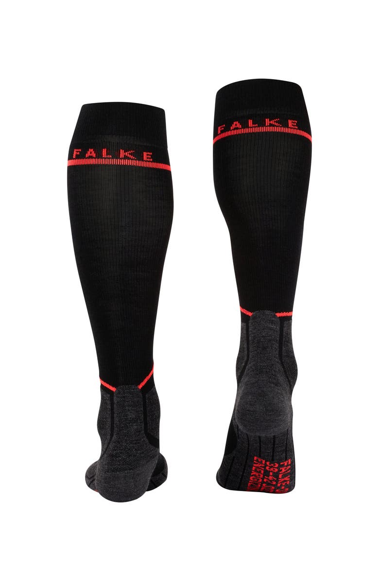 Falke SK Compression Wool Ski Socks, Alternate, color, Black-Neon Red, W1