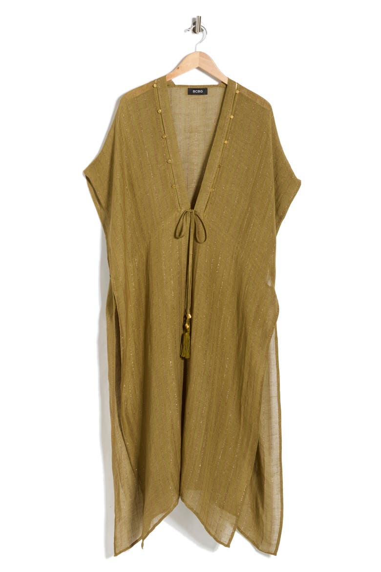 Pinstripe Woven Duster, Main, color, OLIVE