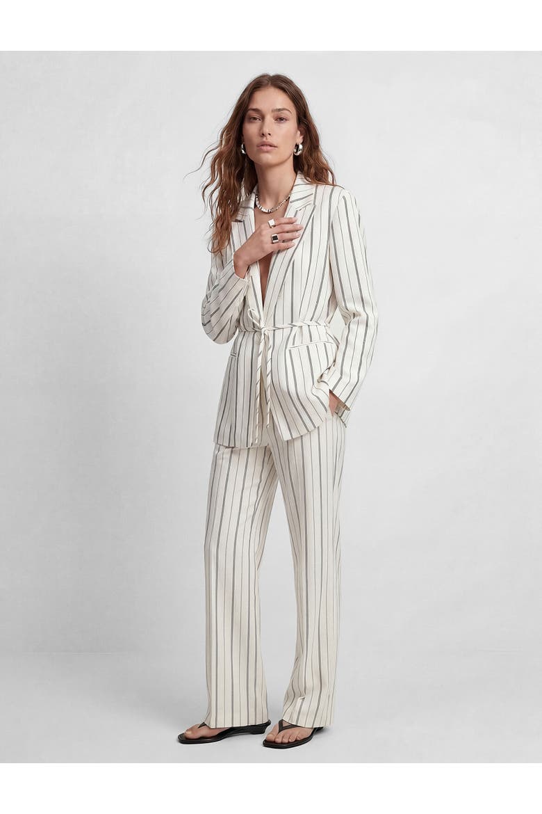 Striped Long Sleeve Belted Blazer, Alternate, color, WHITE STRIPE