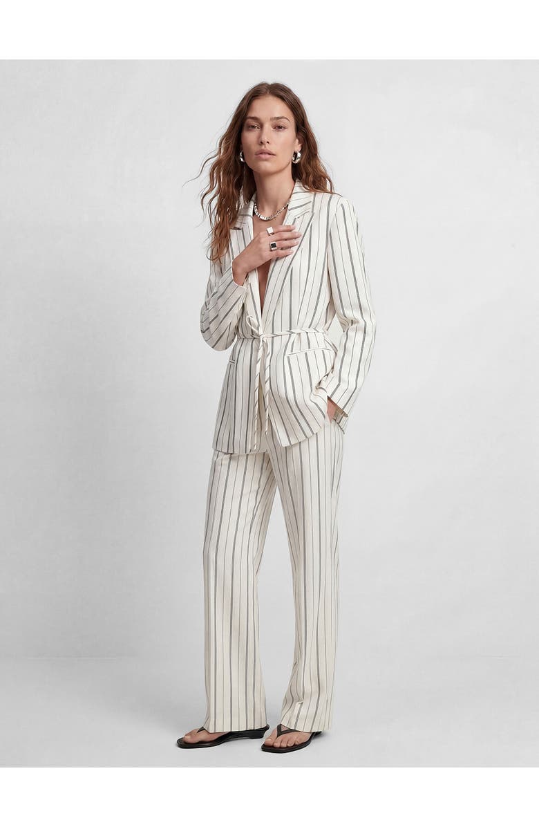 ZDNU 81041892 Striped Long Sleeve Belted Blazer, Alternate, color, White Stripe