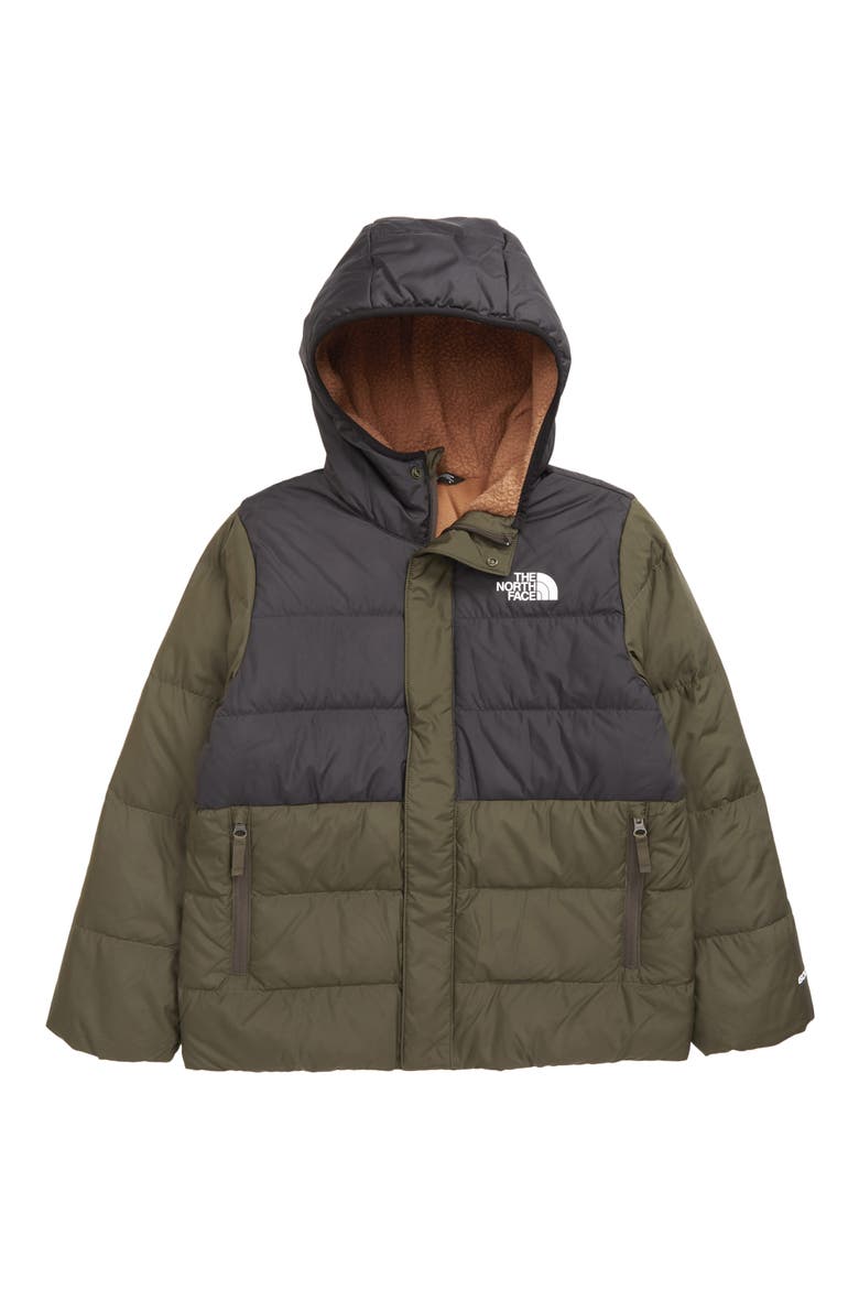 Kids' Water Repellent Fleece Lined 600 Fill Power Down Puffer Jacket, Main, color, NEW TAUPE GREEN