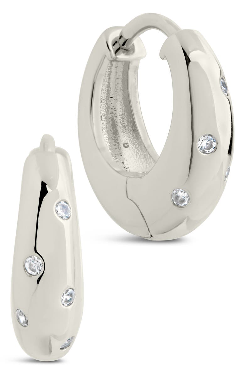 Sterling Forever Sierra CZ Hoop Earrings, Main, color, Silver