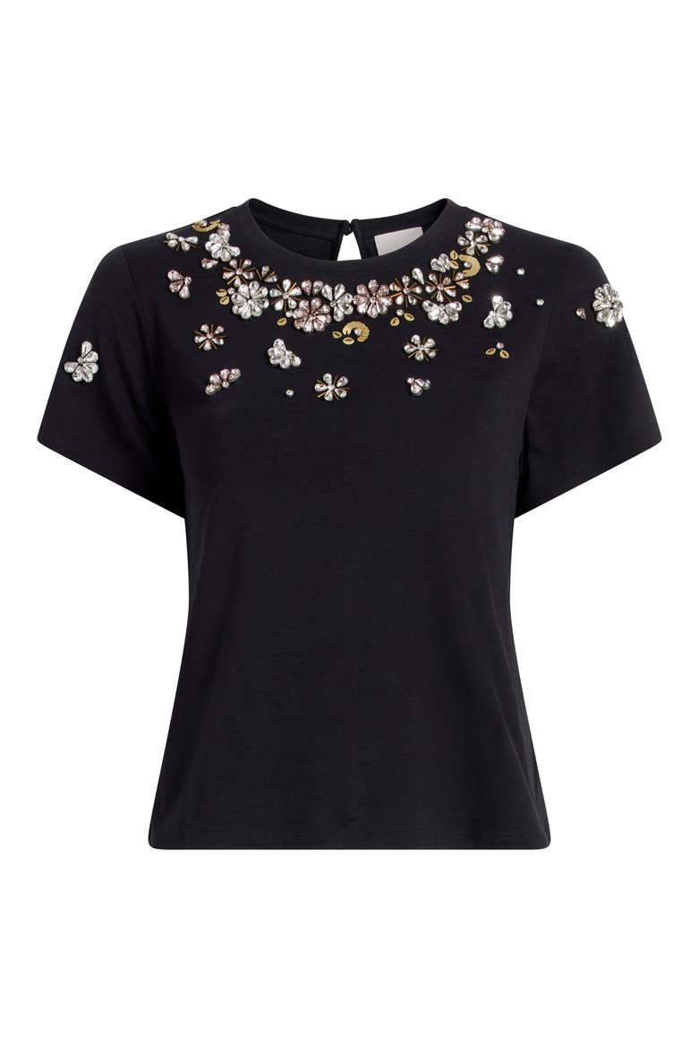 Tumbling Flowers Shrunken T-Shirt, Alternate, color, BLACK