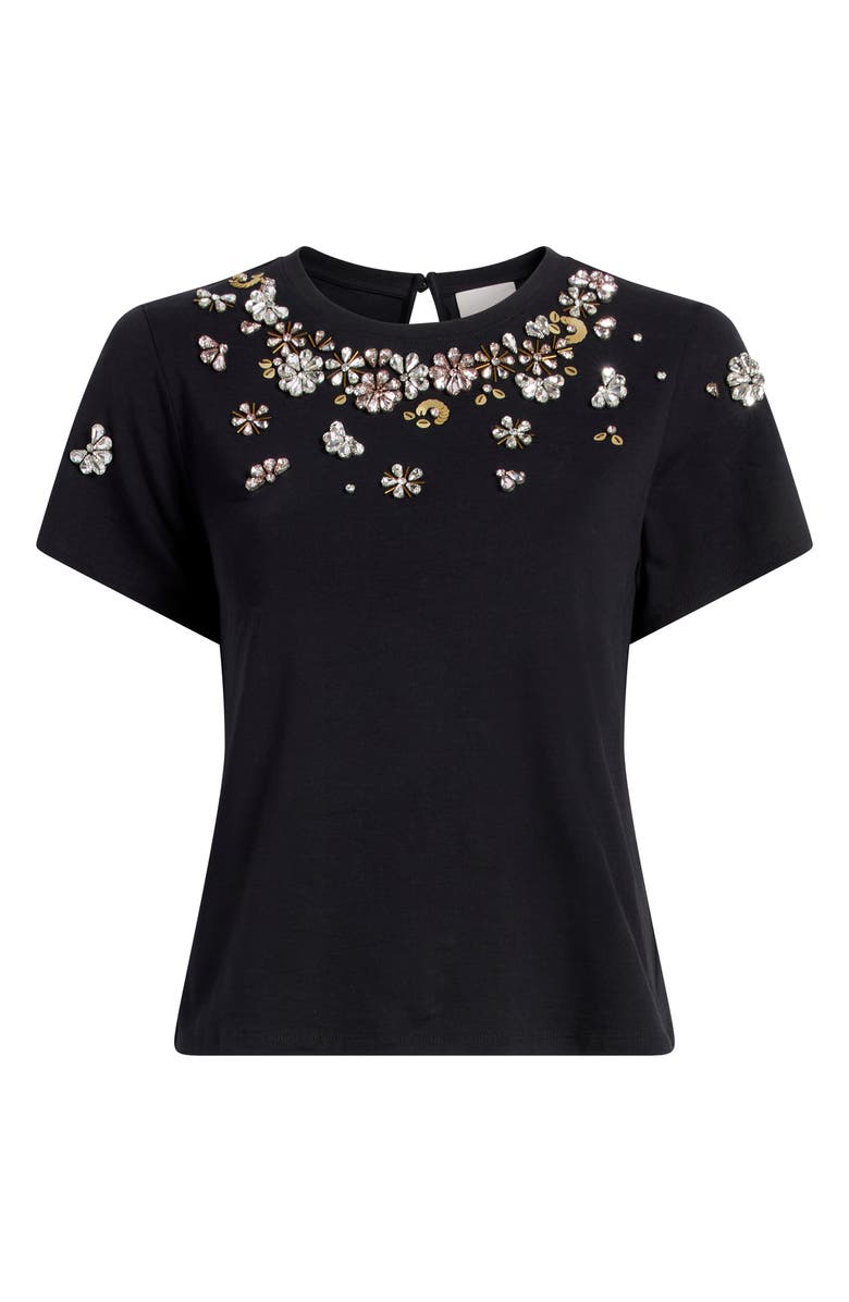 Cinq à Sept Tumbling Flowers Shrunken T-Shirt, Alternate, color, Black