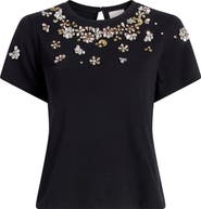 Cinq à Sept Tumbling Flowers Shrunken T-Shirt