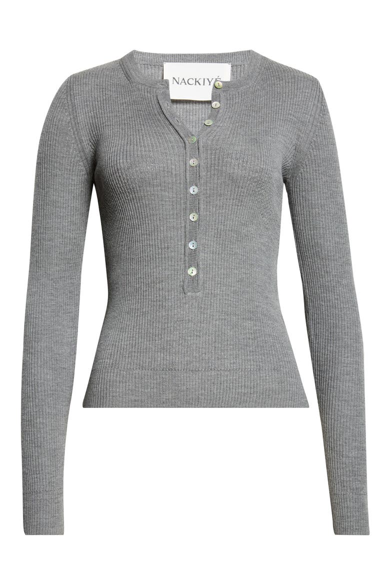 Insider Merino Wool & Silk Knit Top, Alternate, color, GRIS