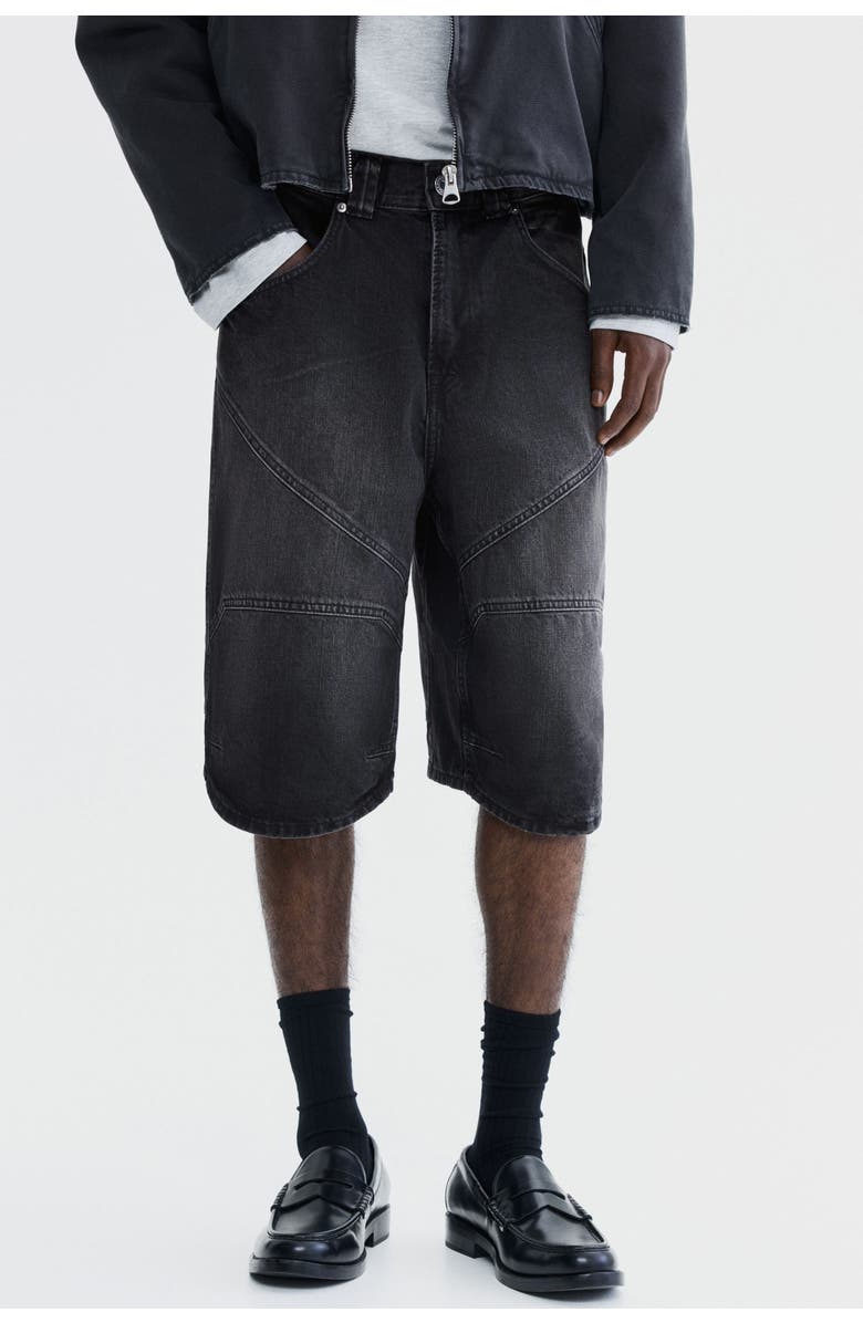 H&M Super Baggy Denim Shorts, Alternate, color, Black