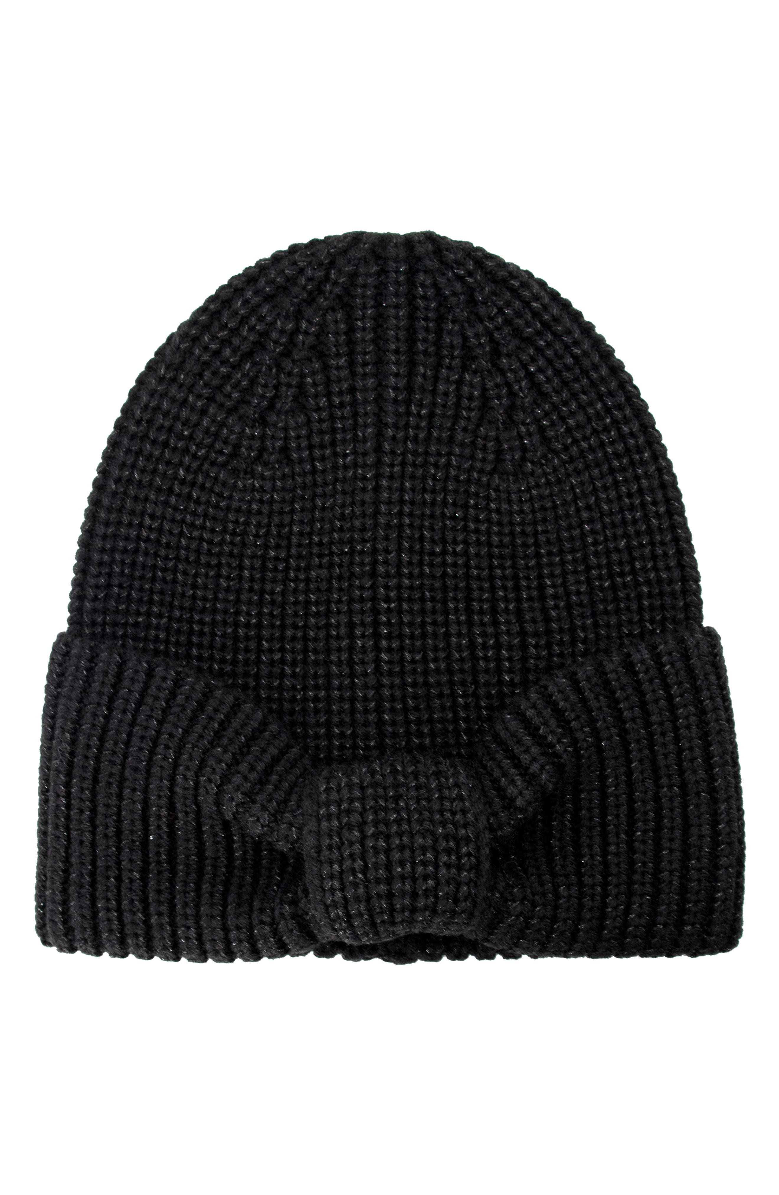 Kate Spade Black Bow Beanie NEW Kate Spade Signature Bow Knit Beanie Hat, Black & Cream  main image 3