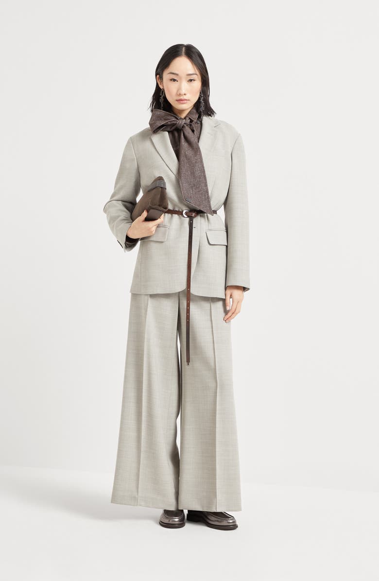 Brunello Cucinelli Sartorial Flared trousers, Alternate, color, Light Grey