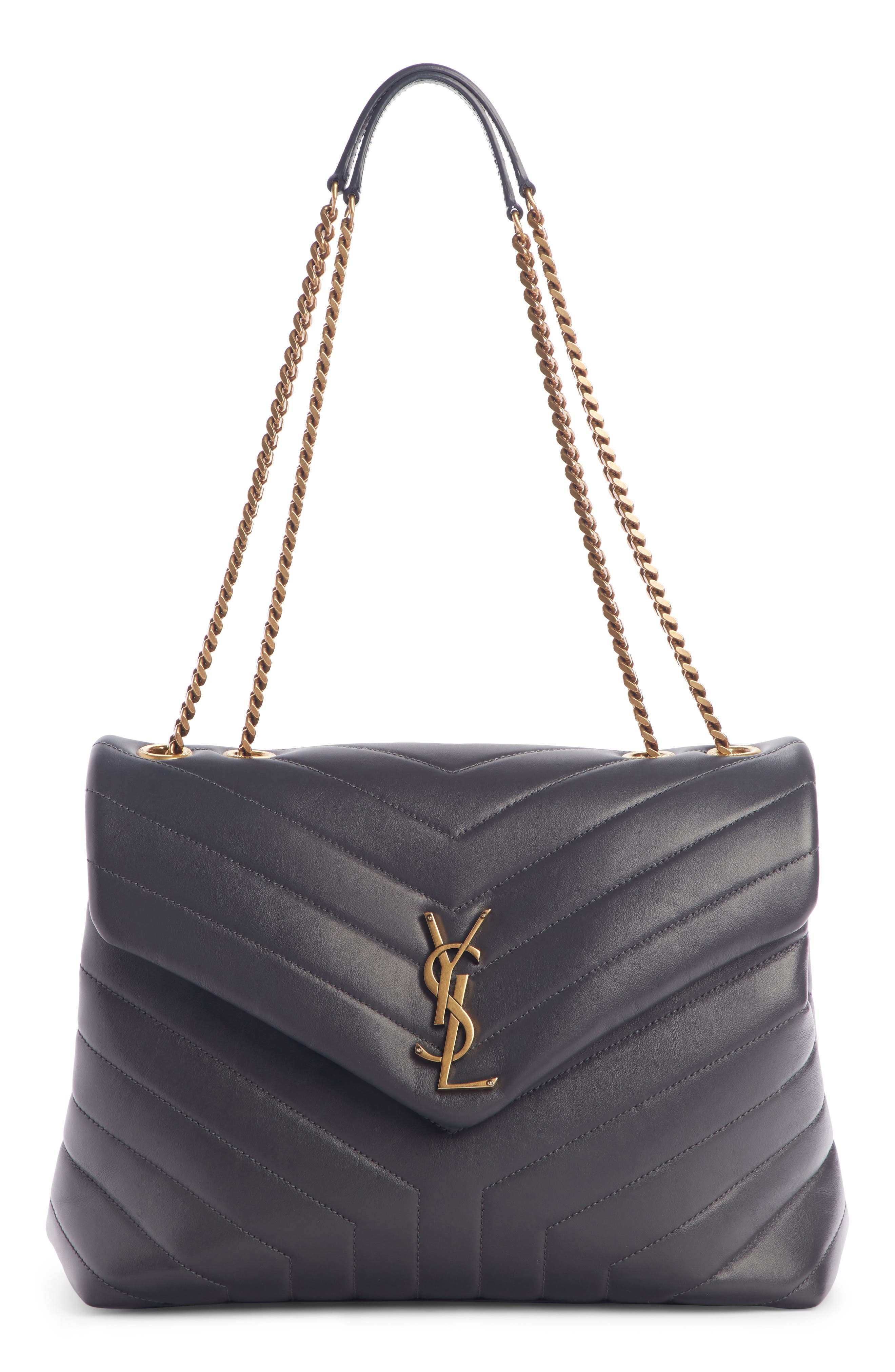 Medium Loulou Matelassé Leather Shoulder Bag, Main, color, DARK SMOG