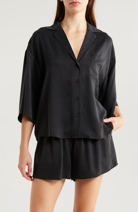 Washable Silk Button-Up Short Pajamas