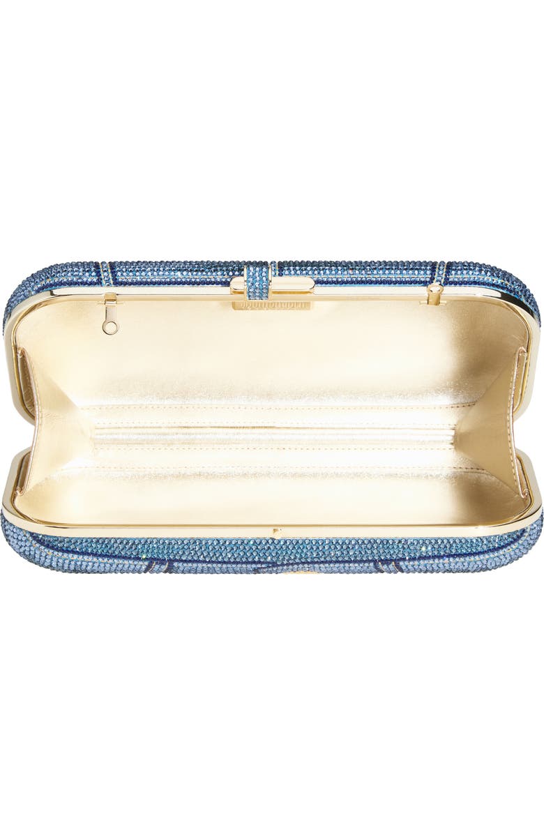 JUDITH LEIBER COUTURE Slide Jeans Crystal Embellished Clutch, Alternate, color, Champagne Denim Blue Multi