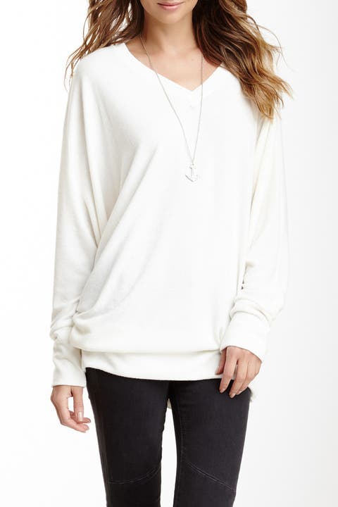 V-Neck Dolman Sleeve Pullover Sweater