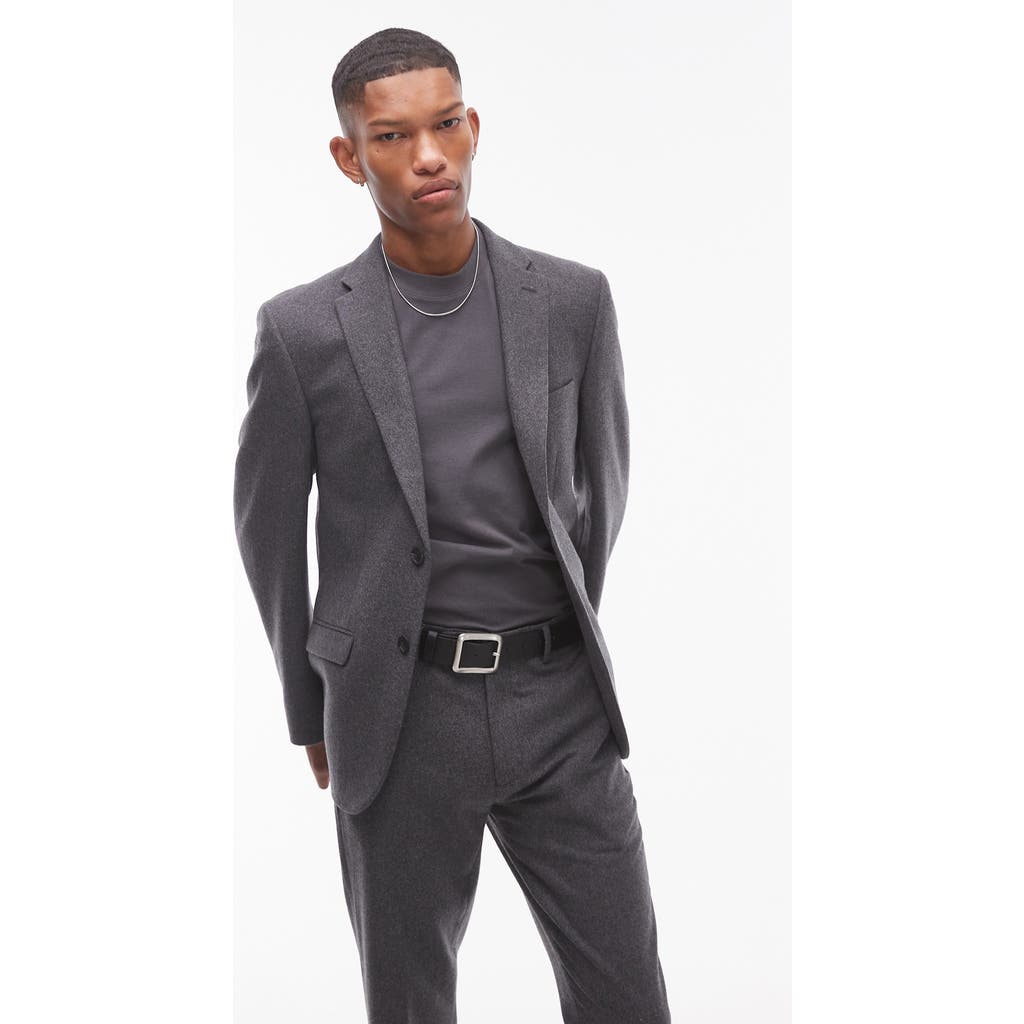 Shop Topman Slim Fit Felted Wool Blend Sport Coat In Charcoal