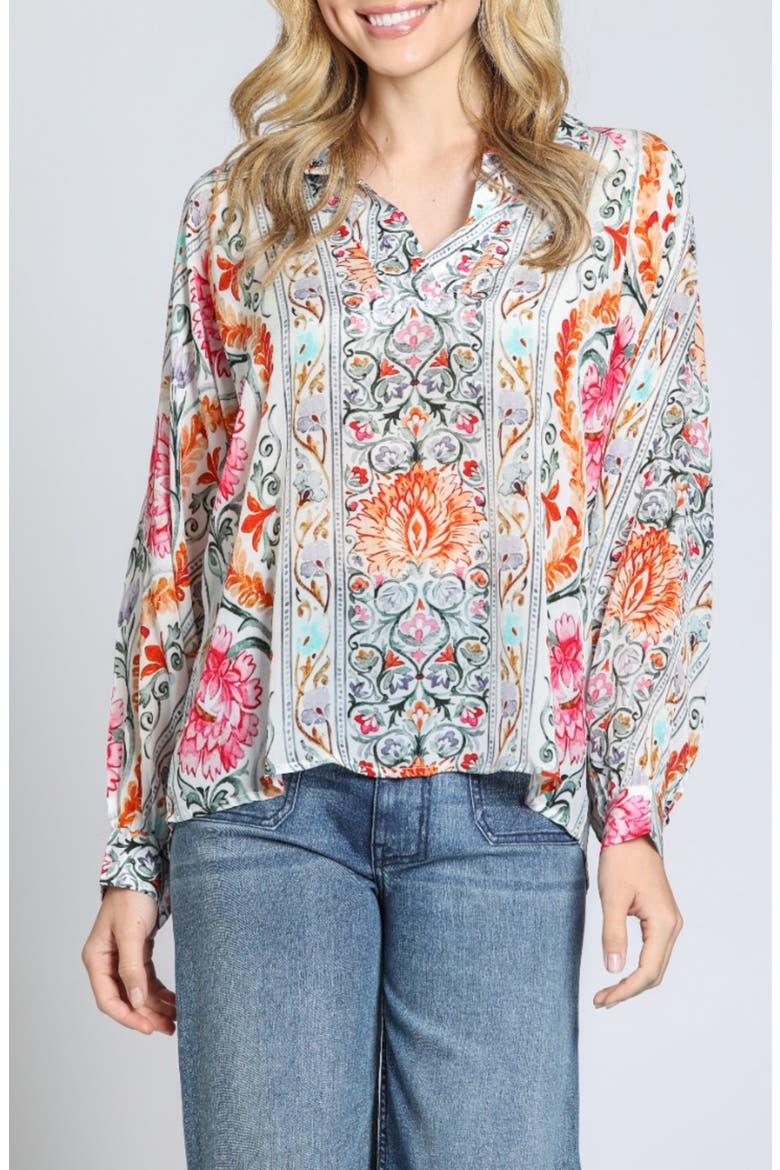 Paisley Floral Top, Main, color, PINK MULTI
