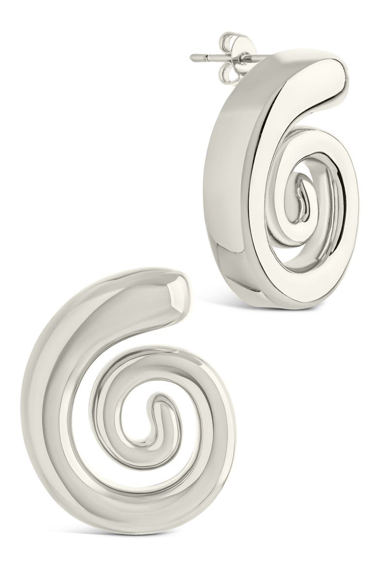 Celestia Swirl Drop Earrings, Main, color, SILVER
