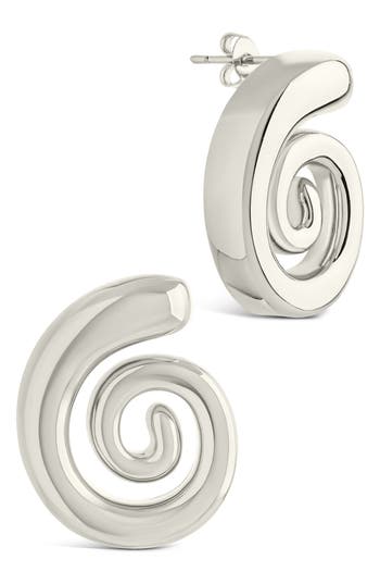 Sterling Forever Celestia Swirl Drop Earrings In Silver