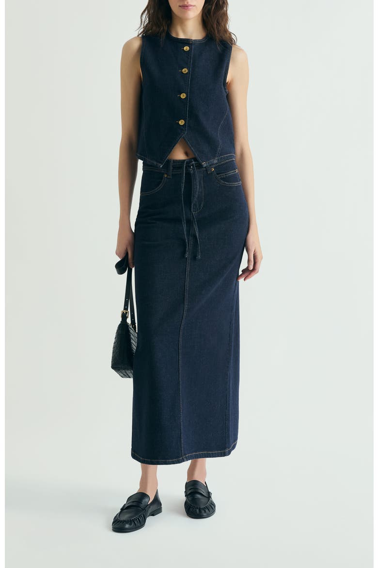 Cropped Denim Vest, Alternate, color, DarkIndigo