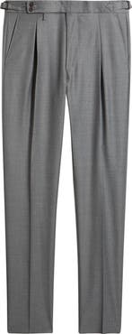 Zanella Danny Pleated Solid Wool Dress Pants