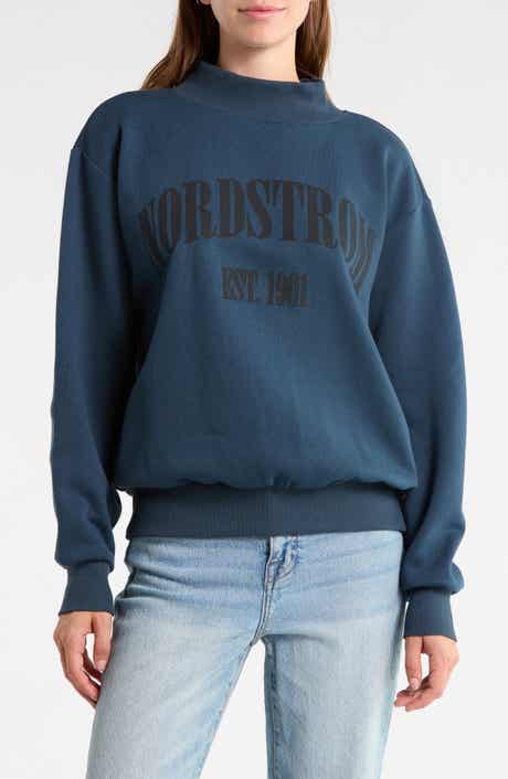Graphic Mock Neck Fleece Sweatshirt