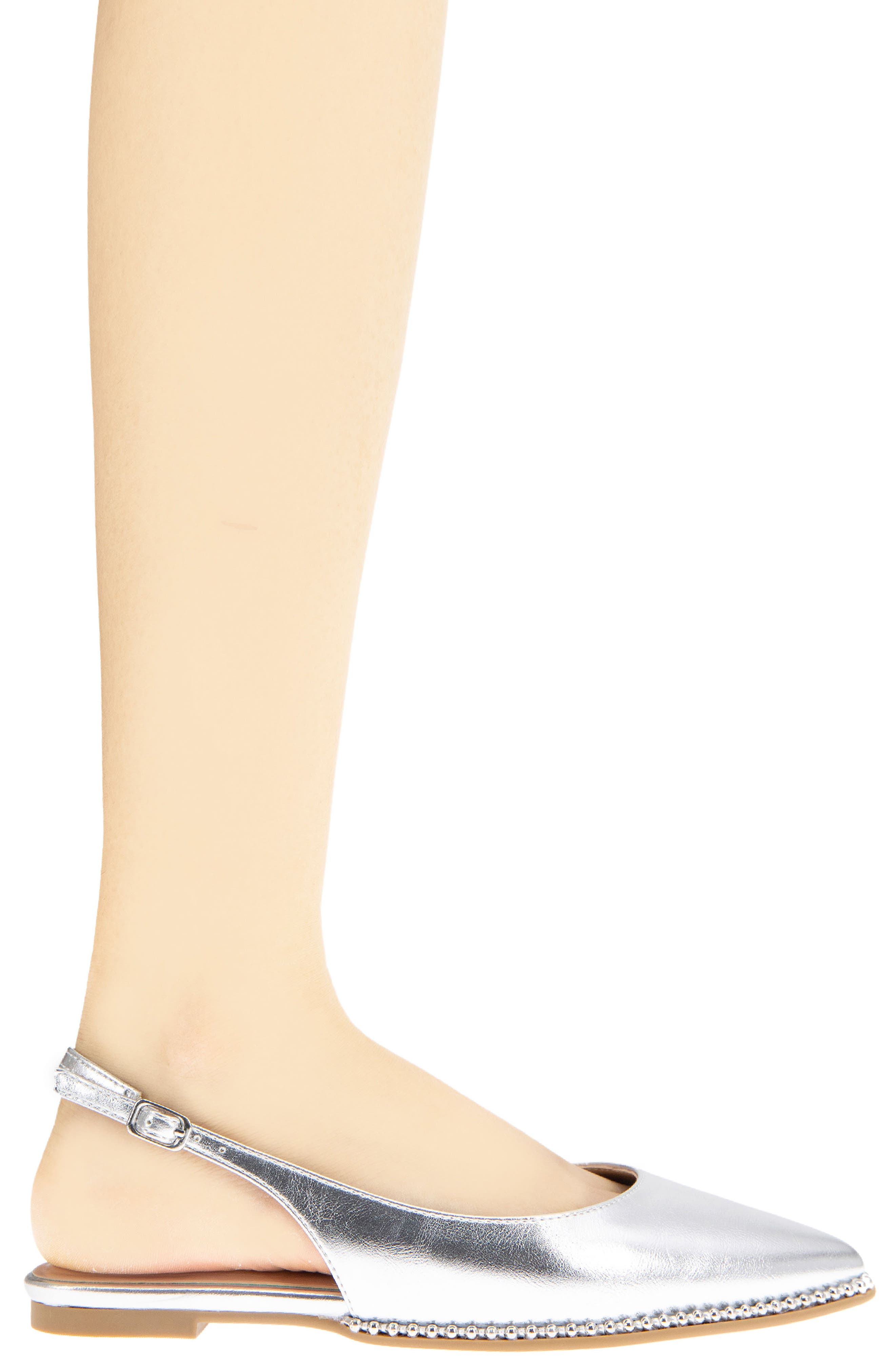 BCBGeneration Valerie Slingback Pointed Toe Flat, Alternate, color, Silver
