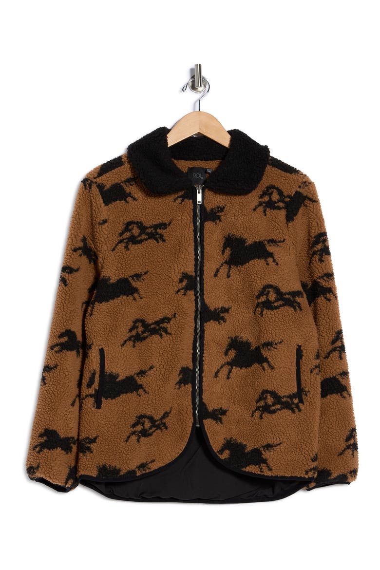 Faux Shearling Jacket, Alternate, color, HORSE BLACK
