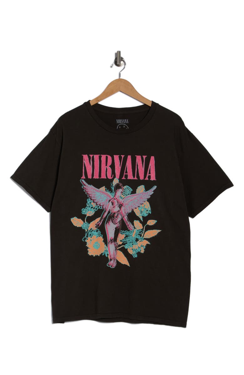 Merch Traffic Nirvana Logo Graphic T-Shirt, Alternate, color, Black Pigment Dye