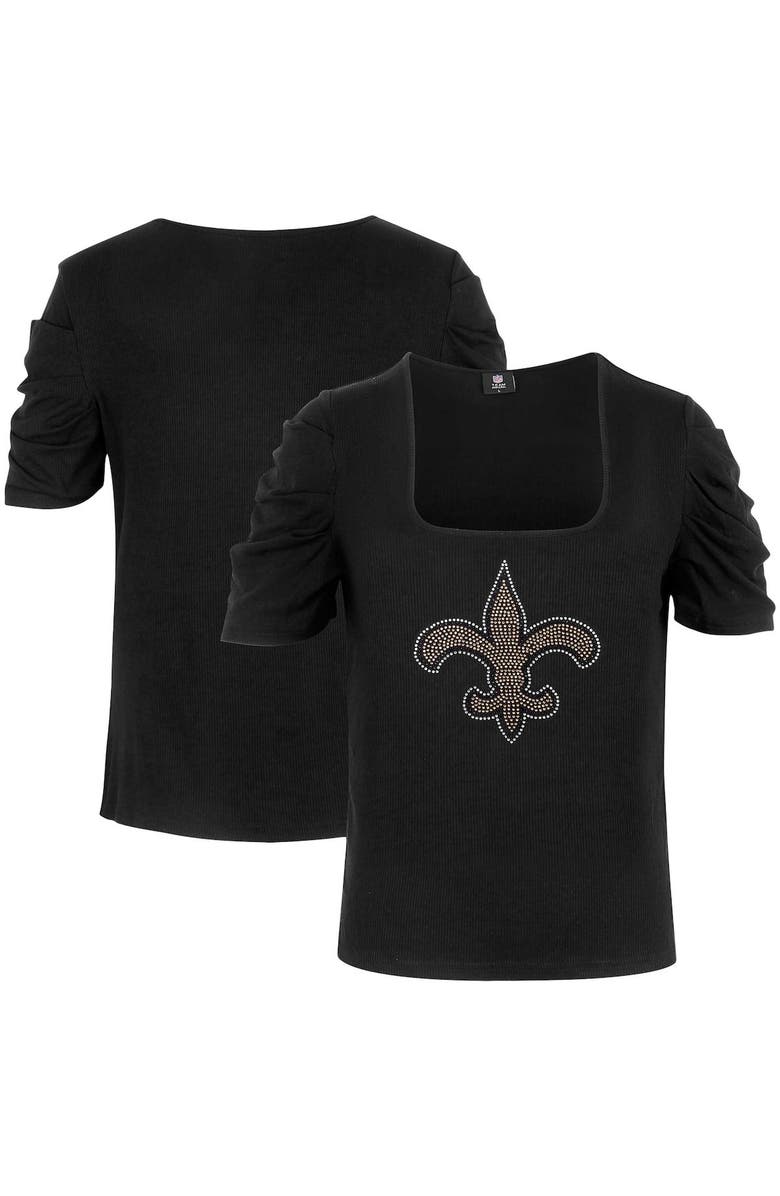 CUCE Women's Cuce Black New Orleans Saints Puff Sleeve Square Neck Top, Alternate, color, 