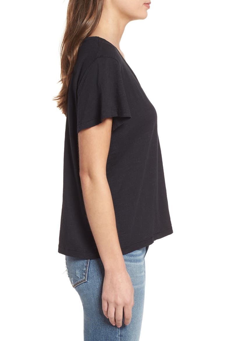 Slit Neck Tee, Alternate, color, BLACK