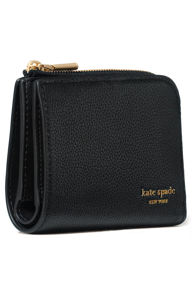 Kate Spade New York devin pebbled leather small bifold wallet, Alternate, color, Black