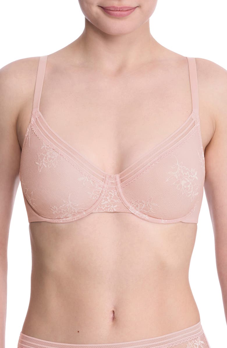 Natori Love Lace Underwire Bra, Main, color, Pink Pearl/ Warm White