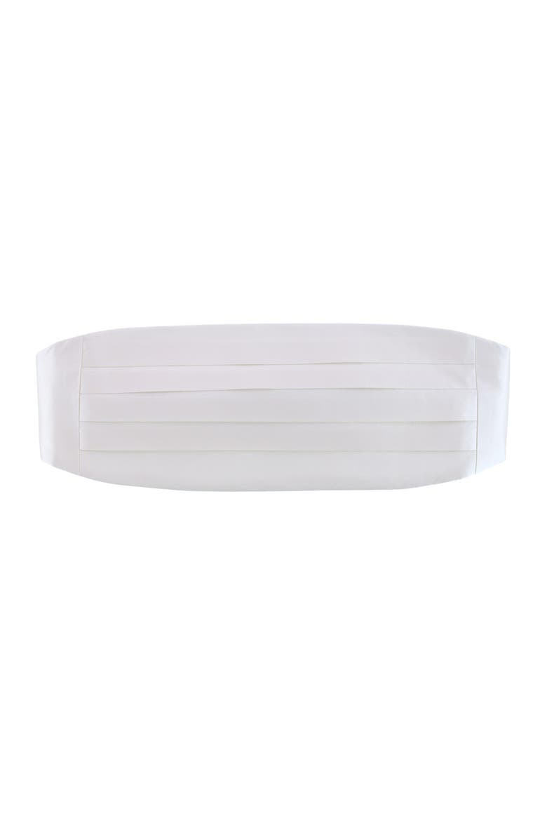 Sutton Solid Color Silk Cummerbund & Bow Tie Bundle, Alternate, color, Ivory