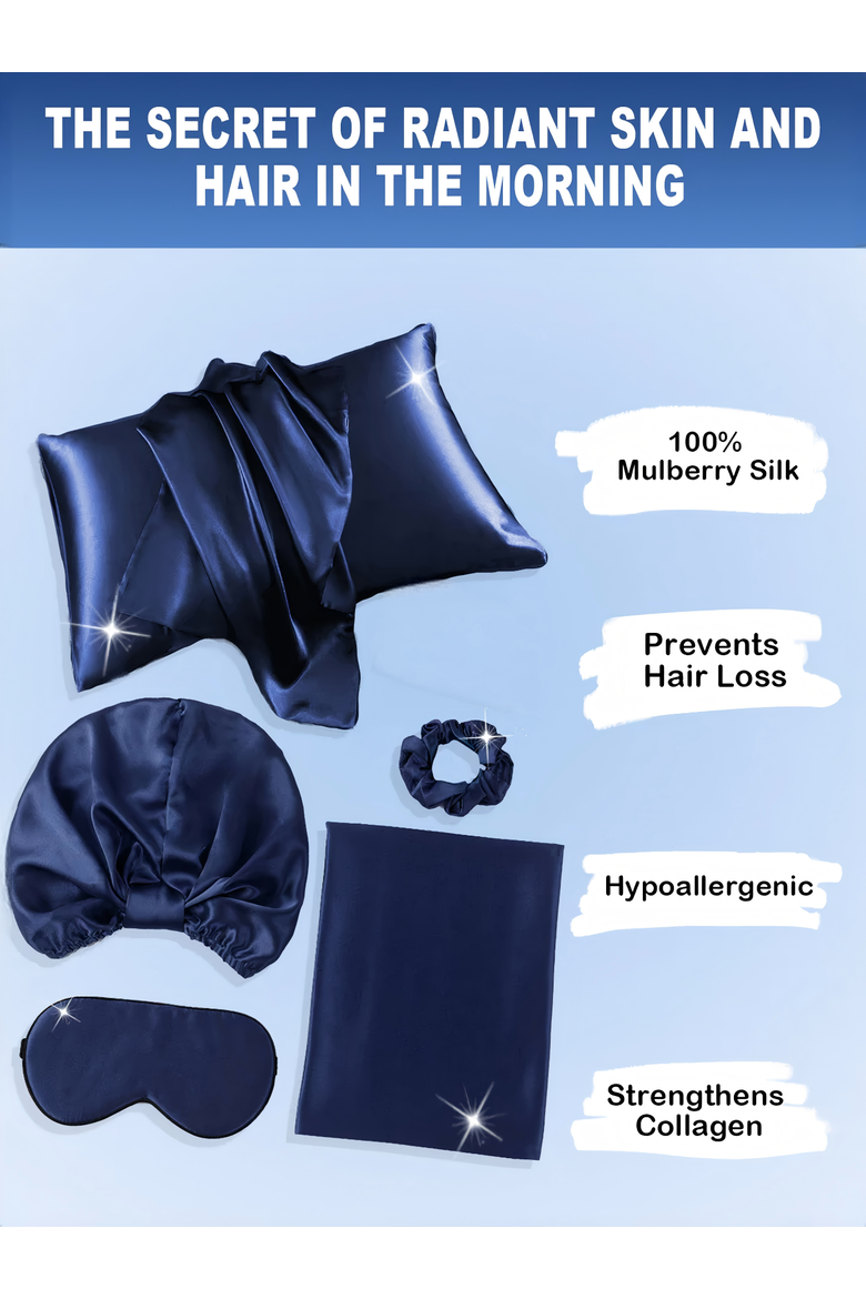 4-Piece Mulberry Silk Set, Alternate, color, Dark Blue