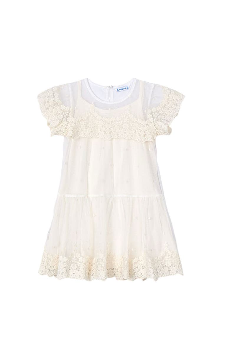 Mayoral Embroidery Dress, Main, color, Champagne