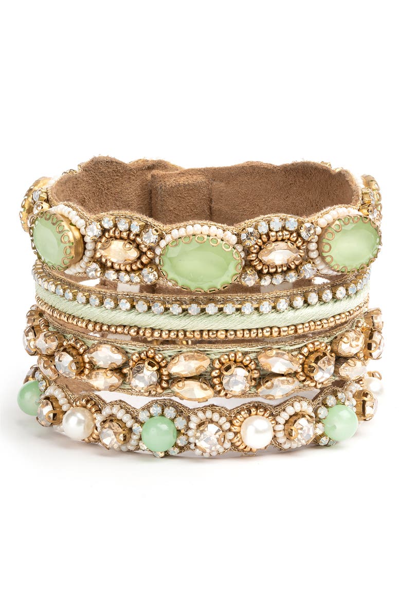 Deepa Gurnani Brixie Stack Bracelet, Main, color, Jade