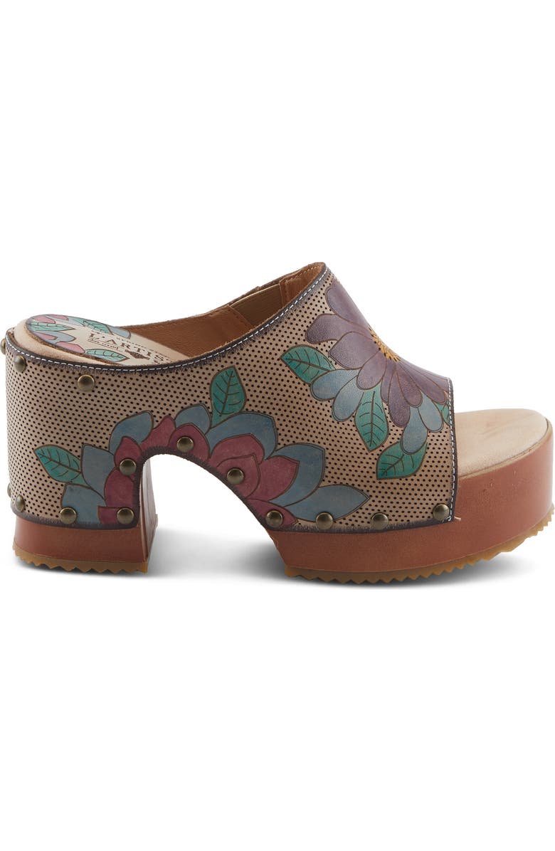 L'Artiste by Spring Step Teeshirt Platform Slide Sandal, Alternate, color, Beige Multi
