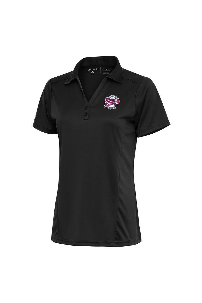 Women's Antigua Charcoal Rome Braves Tribute Polo, Main, color, Charcoal