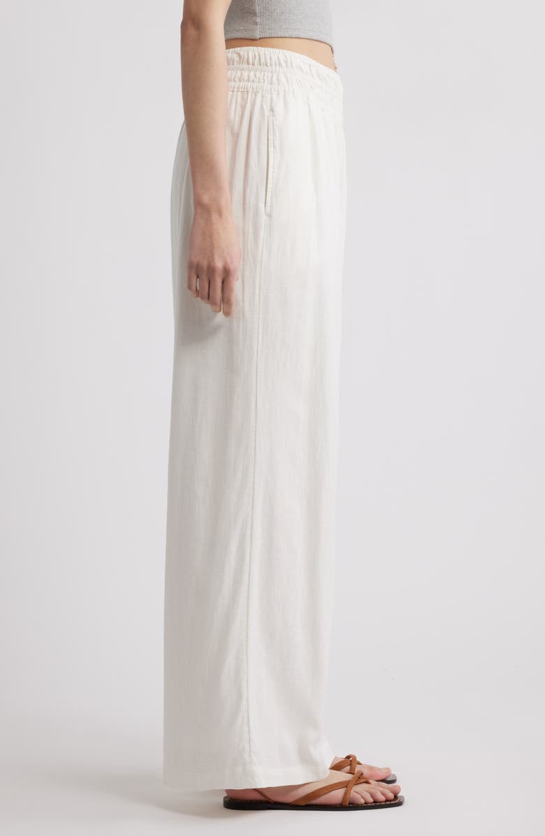 Treasure & Bond Linen Blend Smocked Waist Wide Leg Pants, Alternate, color, Ivory Egret