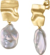 The Pearl Source White Freshwater Baroque Pearl Kaia Earrings