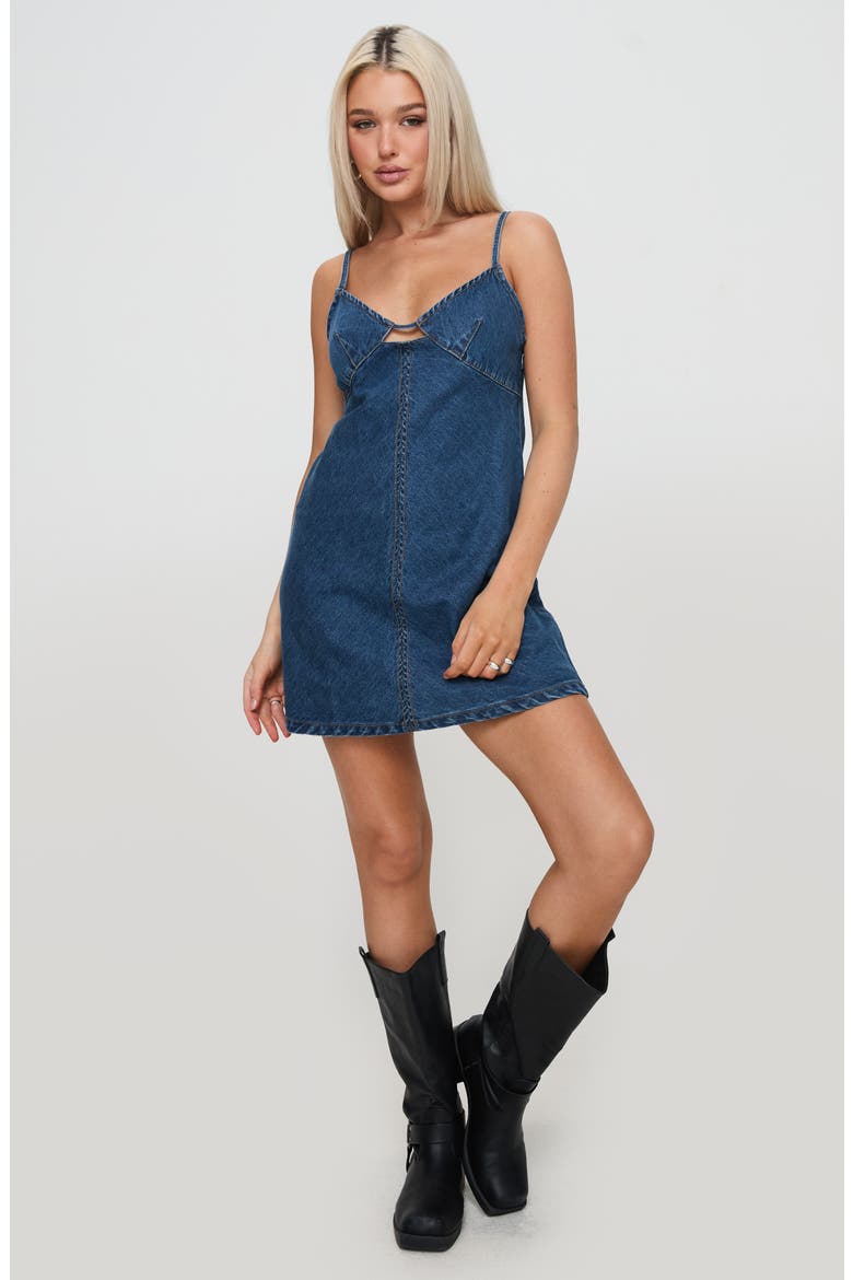 Arwen Sleeveless Denim Minidress, Alternate, color, BLUE